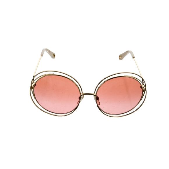 CHLOE Oversize Gold and Pink Carlina Petite Gradient Sunglasses w/ Case - Picture 8 of 10